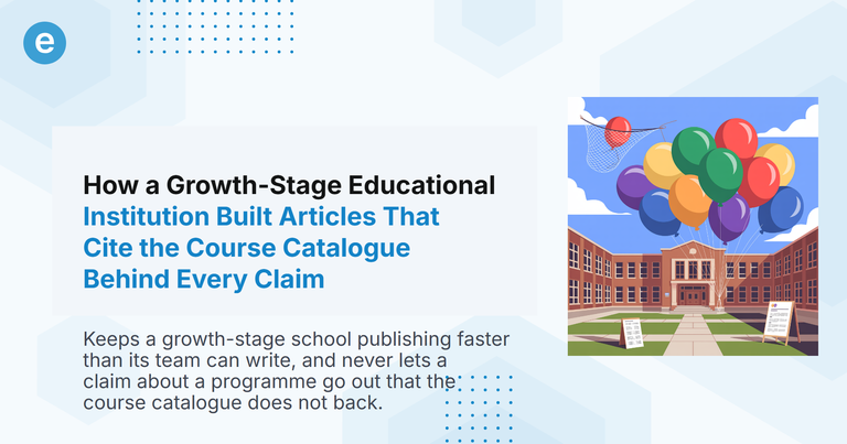 How a Growth-Stage Educational Institution Built Articles That Cite the Course Catalogue Behind Every Claim